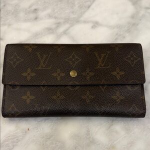 Louis Vuitton Brown Monogram Continental Wallet with Gold Snap